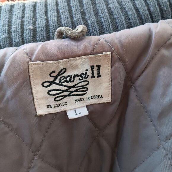 Women's Vintage Jacket Large Suede Knit Bomber Striped Grunge Learsi 1990's - Picture 9 of 10